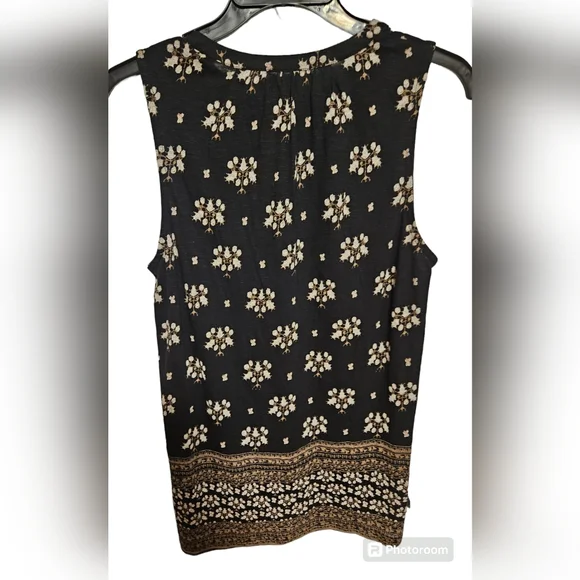 Lucky BRAND Women's Black Multi Sleeveless Stretch Top Sz S - Picture 2 of 3